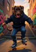 A fursona artwork of a half body portrait of a husky taking selfie in a modern street. He's wearing a white hoodie, a black denim blazer, and black denim pants.