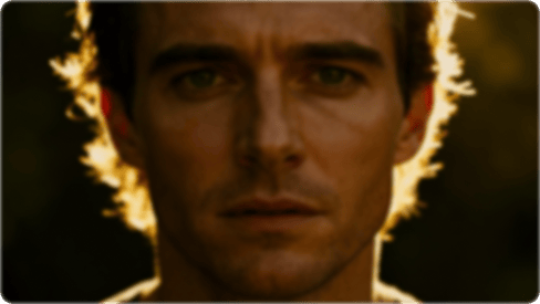 Een close-up van het gezicht van een man met dramatische belichting.