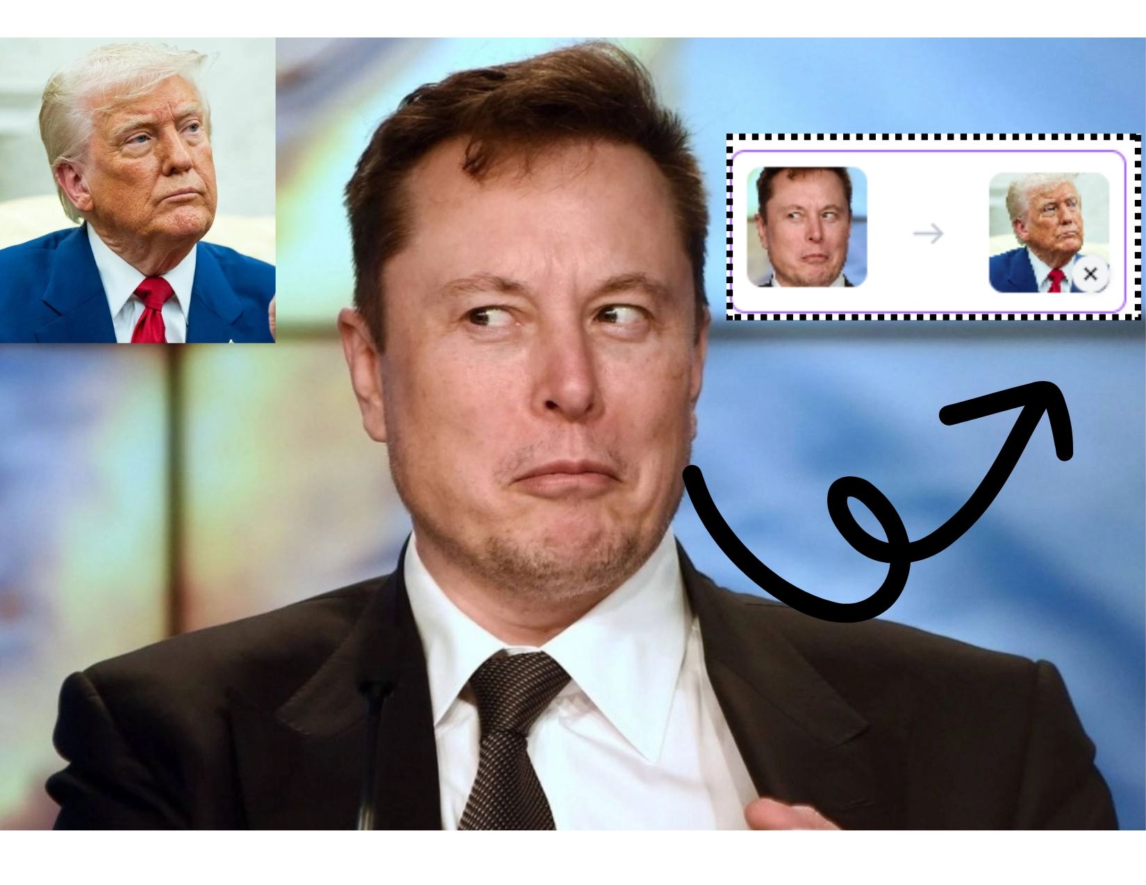 البرنامج التعليمي لـ GIF-Face-Swap الخطوة 2: ستكتشف أداة AI تلقائيًا الوجه في ملف GIF. قم بتحميل صورة الوجه الذي تريد تبديله - هنا، نستخدم صورة دونالد ترامب.