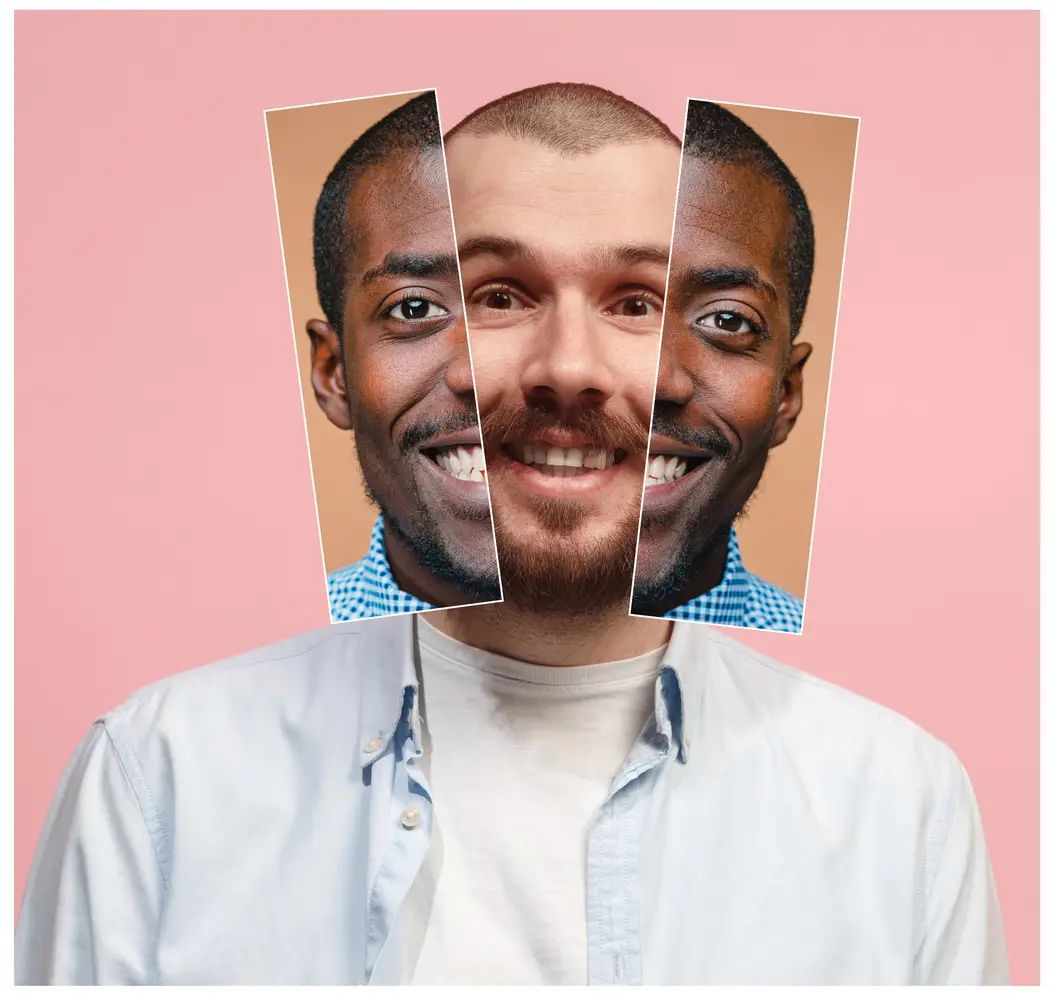 تطبيق تقنية تبديل الوجوه بتقنية الذكاء الاصطناعي، حيث يقوم رجلان في الصورة بتبادل وجوههما مع بعضهما البعض.