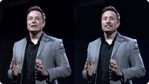 Comparaison entre le discours original d'Elon Musk et la version avec échange de visage.
