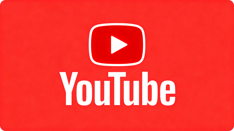 Un logo Youtube sur fond rouge.
