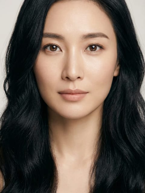 黒髪のアジアの美しさの肖像画。 AI 画像から画像へのテンプレート。