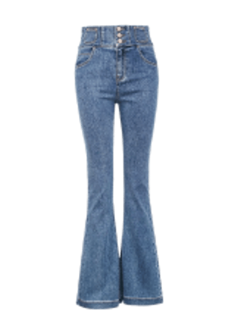 Et par jeans med blå utsving, mal for bytte av AI-klær.